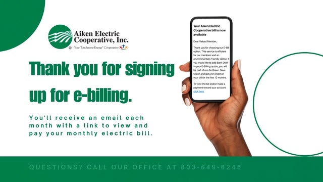 Thank you for signing up for E-Billing